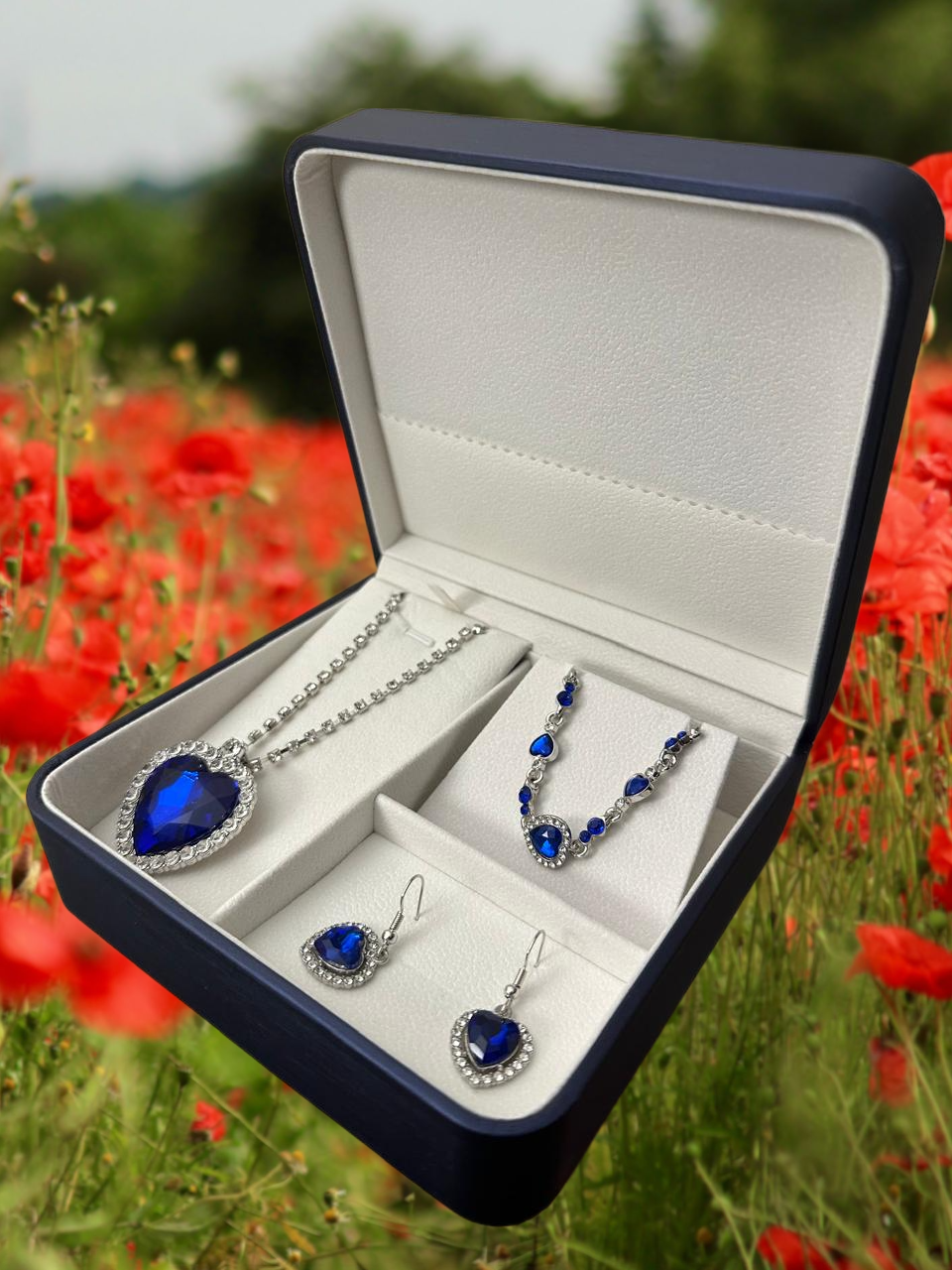 REGALO "SAN VALENTÍN" SET COLLAR PULSERA Y AROS AZUL O ROJO