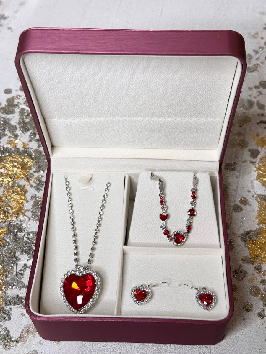 REGALO "SAN VALENTÍN" SET COLLAR PULSERA Y AROS AZUL O ROJO